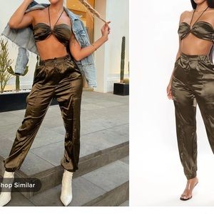 Fashion nova two piece satin set